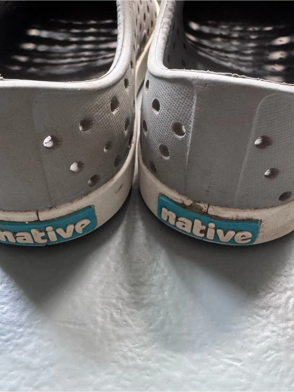 Native Grey Slip-On Sneakers with White Toe Cap